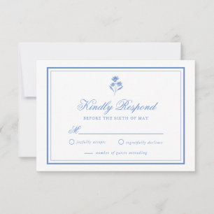 Elegant Blue Floral RSVP Card