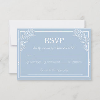 Elegant Blue Floral RSVP Card