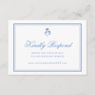 Elegant Blue Floral RSVP Card