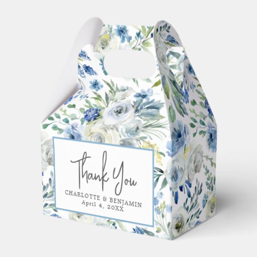 Elegant Blue Floral Spring Garden Custom Wedding Favor Boxes