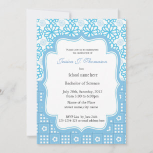 Elegant blue floral summer graduation party invitation