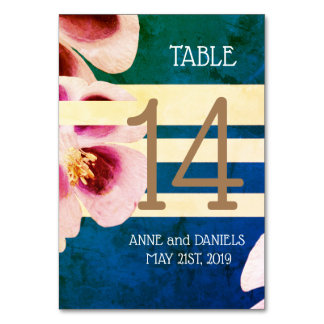 Elegant Blue Floral Table Number Cards