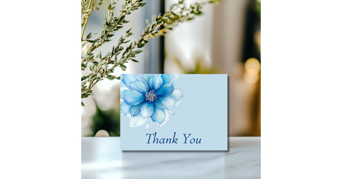 Elegant Blue Floral Thank You Card | Zazzle