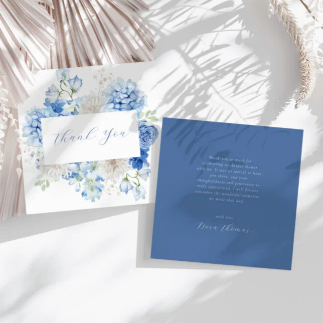 Elegant Blue Floral Thank You Card | Zazzle