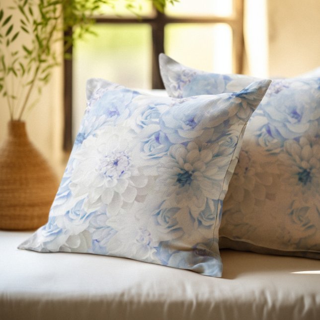 Elegant Blue Floral Throw Pillow (Creator Uploaded)
