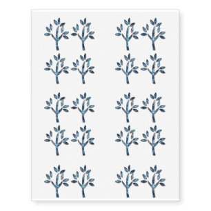 Elegant Blue Floral Tree Design Temporary Tattoos