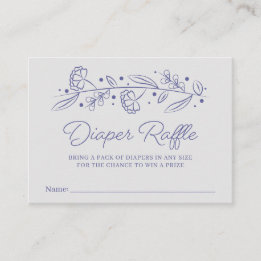 Elegant Blue Floral Vine Diaper Raffle Card