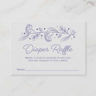 Elegant Blue Floral Vine Diaper Raffle Card