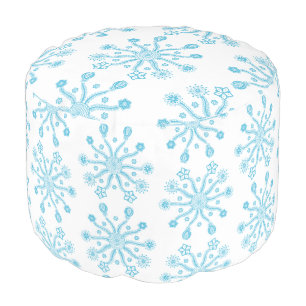 Elegant Blue Floral Vintage with Ornate Details Pouf