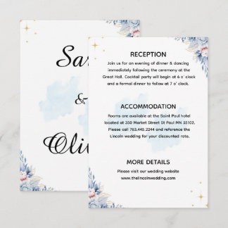 Elegant Blue Floral Watercolor Enclosure Card