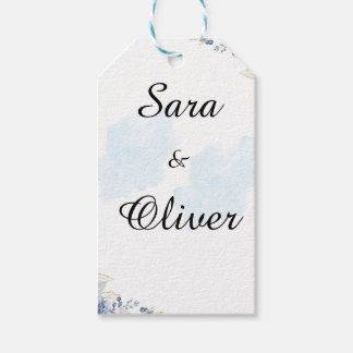 Elegant Blue Floral Watercolor Gift Tags