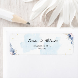 Elegant Blue Floral Watercolor Label
