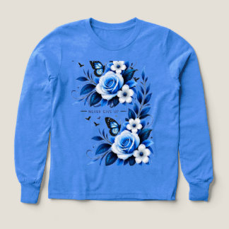 Elegant Blue Floral Watercolor Sweatshirt - Cozy R Tri-Blend Shirts