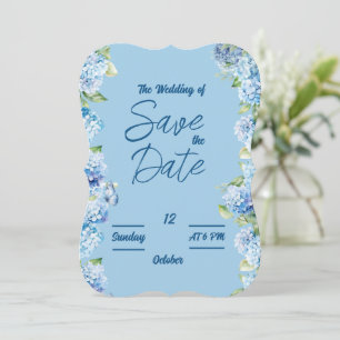 Elegant Blue Floral Wedding card