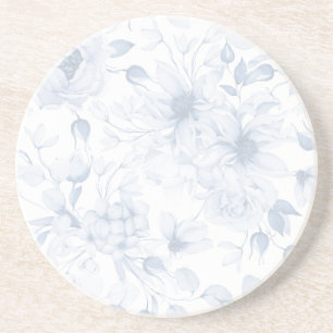 Elegant Blue Floral Wedding Coaster
