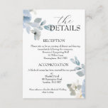 Elegant Blue Floral Wedding Details Enclosure Card