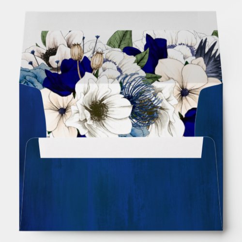 Elegant Blue Floral Wedding Envelope