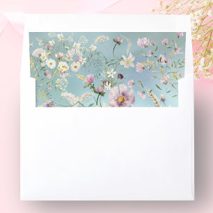 Elegant Blue Floral Wedding Envelope Liner