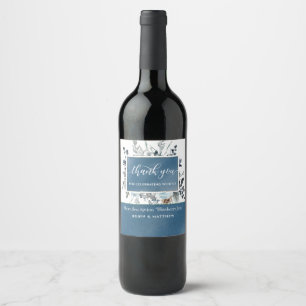 Elegant Blue Floral Wedding Favor Bottle / Wine Label