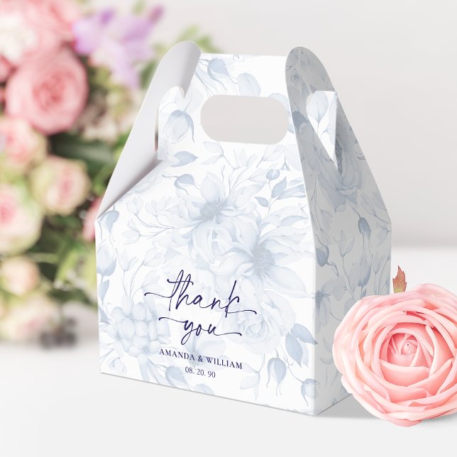 Elegant Blue Floral Wedding Favor Box (Creator Uploaded)