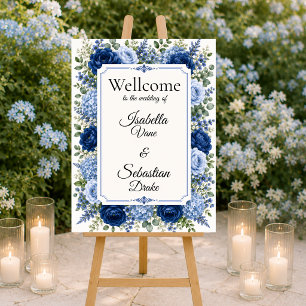 Elegant Blue Floral Wedding Foam Board