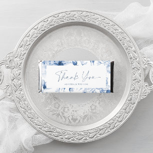 Elegant Blue Floral Wedding Hershey Bar Favors