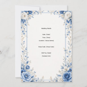 Elegant Blue Floral Wedding Invitation