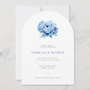 Elegant Blue Floral Wedding Invitation