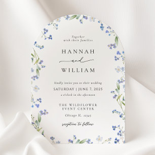 Elegant Blue Floral Wedding Invitation