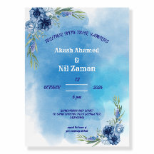 Elegant Blue Floral Wedding Invitation