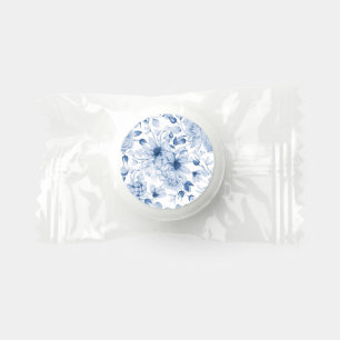 Elegant Blue Floral Wedding Life Saver® Mints