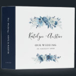 elegant blue floral wedding photo album 3 ring binder<br><div class="desc">The design on this binder features elegant watercolor moonlight blue flowers. The color and text can be personalized..</div>