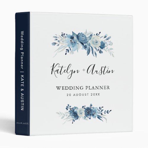 elegant blue floral wedding planner 3 ring binder