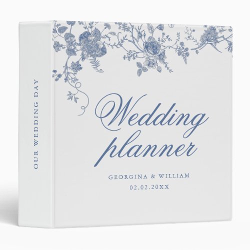 Elegant Blue Floral Wedding Planner Binder