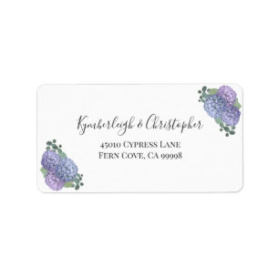 Elegant Blue Floral Wedding RSVP Return Address Label