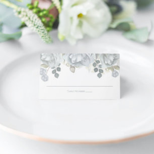 Elegant Blue Floral Wedding Table Custom Place Card