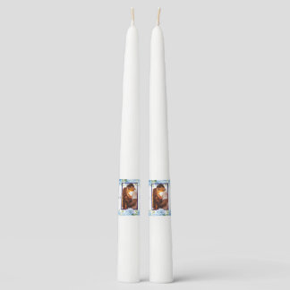 Elegant Blue Floral Wedding Taper Candle