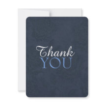 Elegant Blue Floral WEDDING THANK YOU CARD