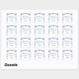 Elegant Blue Floral Wedding Thank You Favor Labels