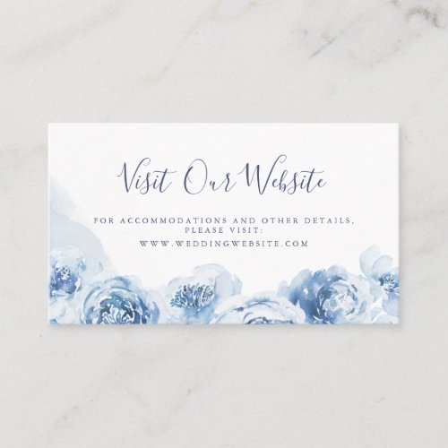 Elegant blue floral wedding website Insert card