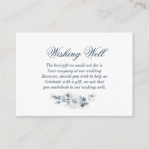 Elegant Blue Floral Wedding Wishing Well Enclosure Card