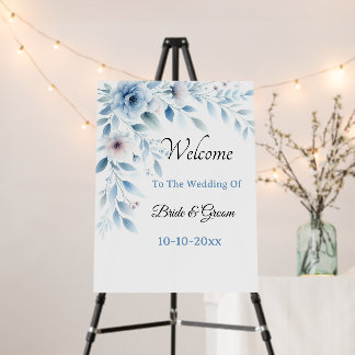 Elegant Blue Floral Welcome Sign