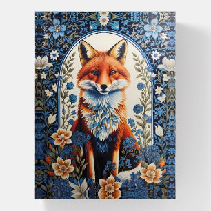 Elegant Blue Floral William Morris Inspired Fox Paperweight