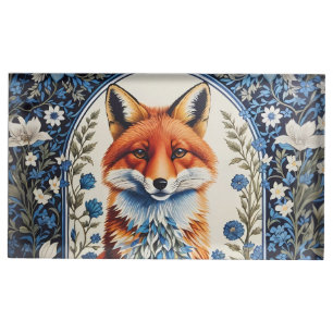 Elegant Blue Floral William Morris Inspired Fox Place Card Holder
