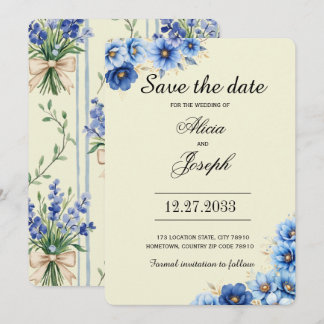 Elegant Blue Florals Save the Date