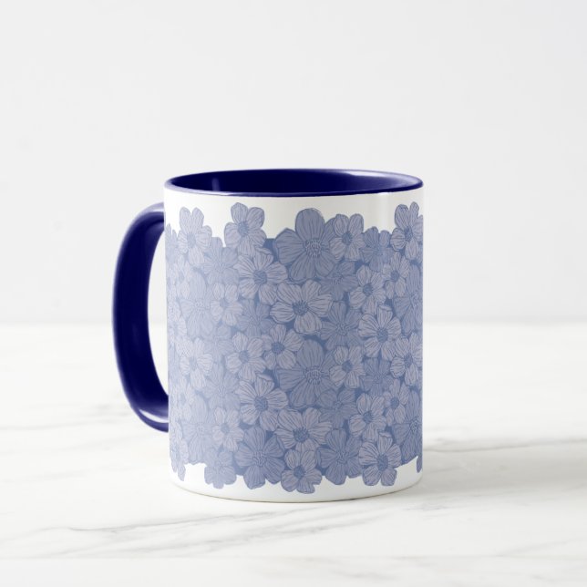 Elegant Blue Flower Buttercups Mug (Front Left)