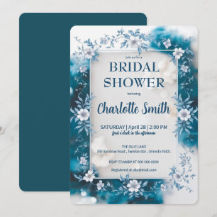 Elegant Blue  Flower chinoiserie bridal shower Invitation