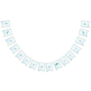 Elegant Blue Flower Customizable Graduation Bunting Flags