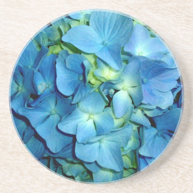 Elegant blue flower floral hydrangea   drink coaster (Front)