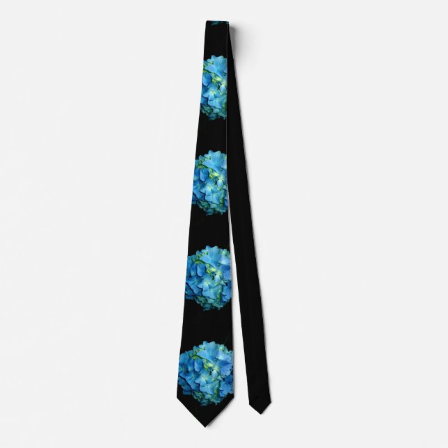 Elegant blue flower floral hydrangea   neck tie (Front)